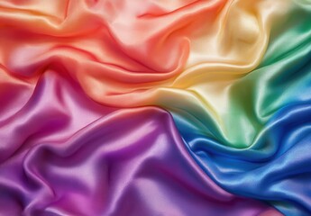 Obraz premium Here is a close up view of a beautifully vibrant rainbow colored satin fabric
