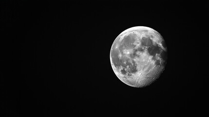 Naklejka premium Black and white photograph of a crescent moon against a dark sky.