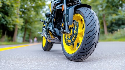 Fototapeta premium Sport motorcycle on asphalt road