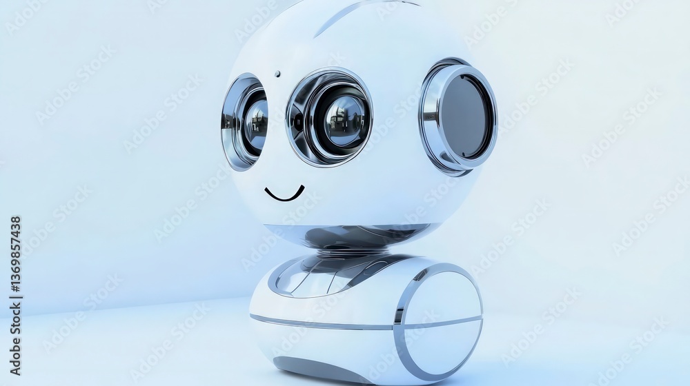 Poster friendly white robot character design perfect for technology and ai concepts