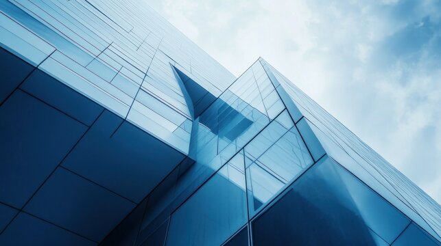 A close-up of architectural details on a modern skyscraper.