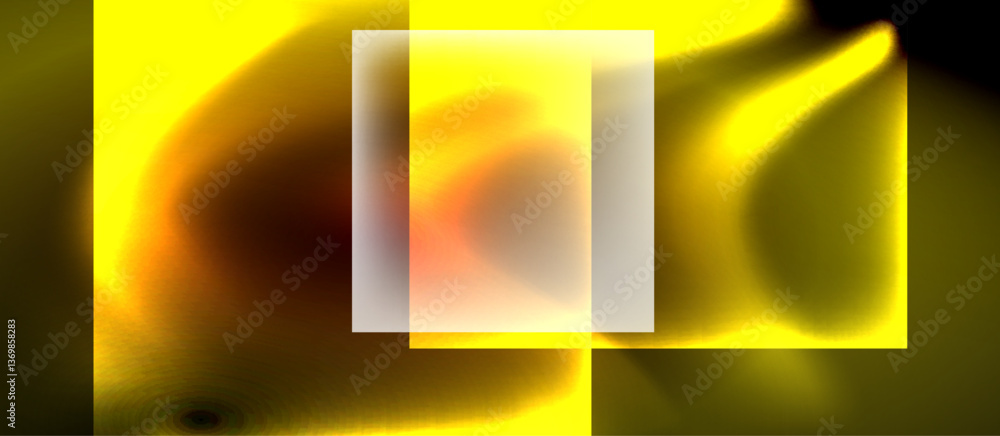 Poster glass squares with neon shiny light abstract background