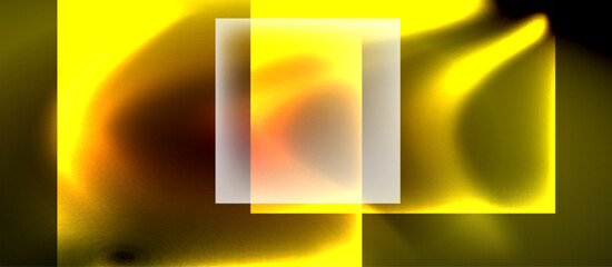 Fototapeta premium Glass squares with neon shiny light abstract background