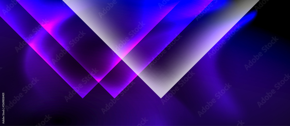 Poster glass squares with neon shiny light abstract background