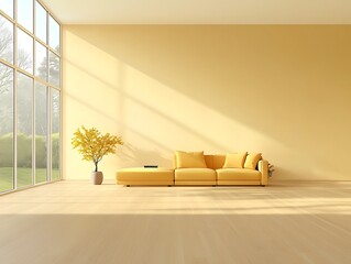 Sunny Yellow Sofa Living Room.