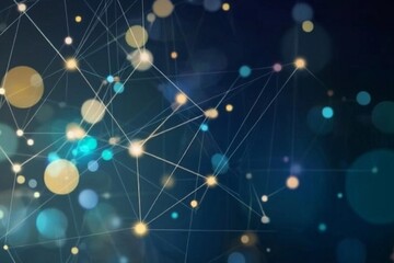 Obraz premium Dynamic Network Connection Visualization with Glowing Elements