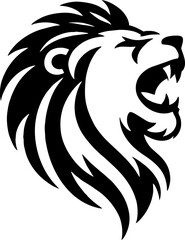 Minimalist lion silhouette logo, bold vector design, strong and elegant, perfect for branding on white background

