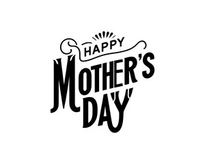 Happy Mother's day lettering vector. Calligraphic design elements with vintage typography and holiday-themed symbols for cards and banners 