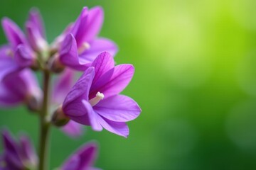 Fototapeta premium Close-up shot of penstemon 'Sour Grapes' flowers in vibrant purple against a soft green background highlighting intricate details , flowercloseup, penstemon