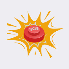 Red SOS button for emergency alarm stock illustration