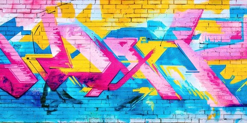 Fototapeta premium Vibrant Urban Graffiti Art with Dynamic Colors on a Brick Wall