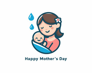 Happy Mother's Day logo design icon vector template. Mother and children logo