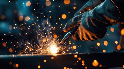 A close up view of a welding process in action