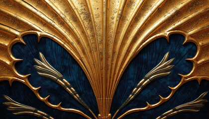 Ornate golden leaf design with silver accents, perfect for luxury decor and artistic craftsmanship concept
