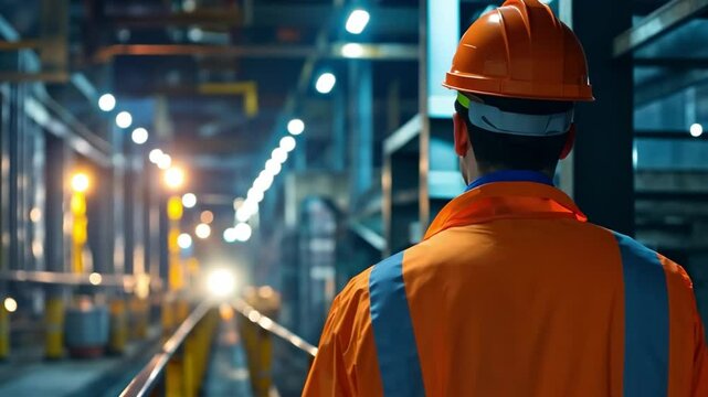 A tunnel under construction, illuminated by industrial lights, showing engineers inspecting structural integrity.
