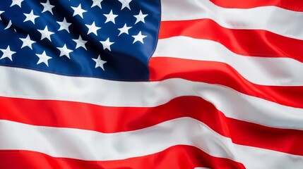 Naklejka premium Waving American Flag Stars and Stripes Close-Up, Patriotism, USA , American pride