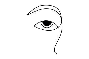 Eye continuous one line art drawing with isolated simple vector icon