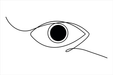 Eye continuous one line art drawing with isolated simple vector icon