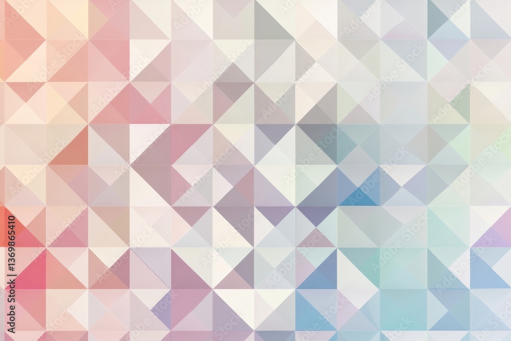 Poster Soft pastel triangles create a harmonious abstract pattern with smooth gradients in a dynamic composition