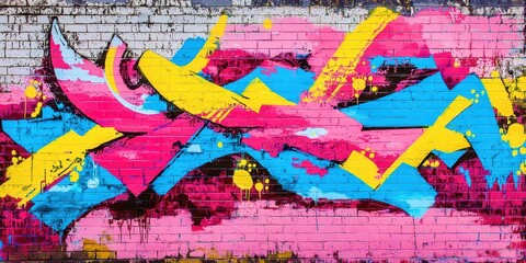 Fototapeta premium Vibrant Urban Graffiti Art with Dynamic Colors on a Brick Wall