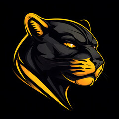 Powerful Black Panther Head Profile Fierce Animal Portrait Golden Accents Illustration
