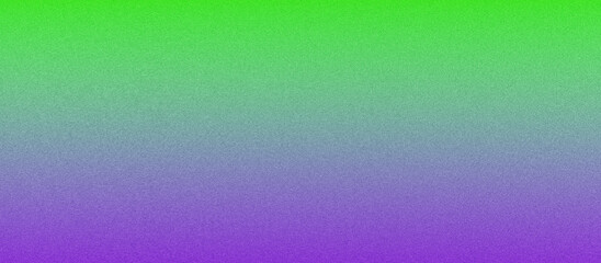 Green illuminated on purple, grainy color gradient background, noise texture effect, copy space	