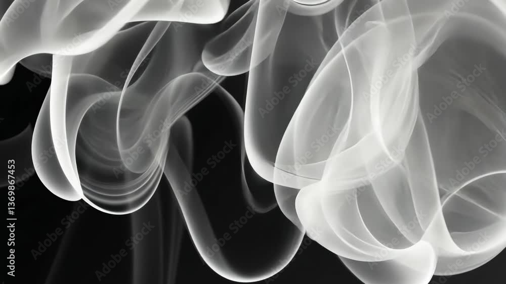 Aufkleber swirling white smoke patterns create an abstract artistic display against a dark background