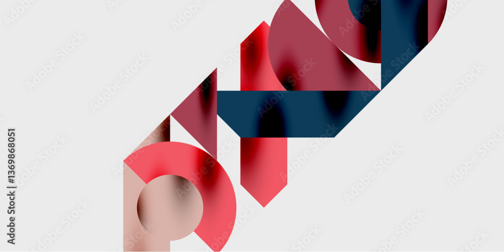 Aufkleber Detailed composition of circles, semicircles, and triangles with glossy effects and smooth gradients. A sleek and modern vector design for creative and tech-inspired projects
