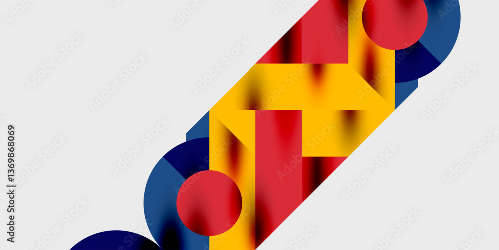 Aufkleber Modern abstract background featuring circles, lines, and triangles in a dynamic geometric composition. Perfect for stylish, tech, or creative-themed designs