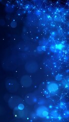 Fototapeta premium Vibrant Blue Network Abstract Interconnected Nodes and Lines on a Dark Background with Bokeh Effect