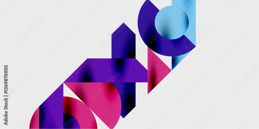 Poster Detailed composition of circles, semicircles, and triangles with glossy effects and smooth gradients. A sleek and modern vector design for creative and tech-inspired projects