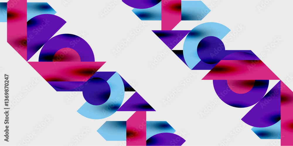 Poster Detailed composition of circles, semicircles, and triangles with glossy effects and smooth gradients. A sleek and modern vector design for creative and tech-inspired projects