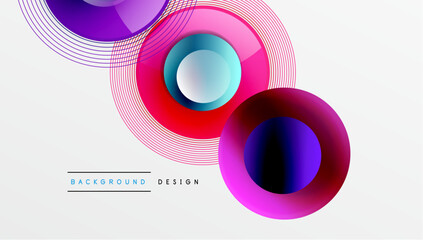 Sleek vector design with overlapping circles in vibrant colors and smooth gradients. Dynamic composition with depth, symmetry, and minimalistic elegance on a light background
