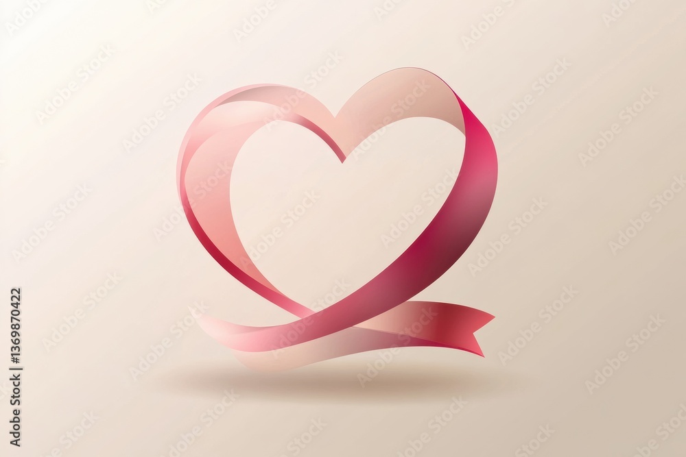 Aufkleber elegant heart logo with a ribbon in soft pink and red gradients for romantic themes and branding