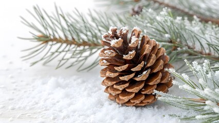 Christmas-Themed Pinecone with Snow-Dusted Edges, Isolated on a White Background, perfect for Christmas decorations and winter home styling, High-Quality Festive Natural Decoration Stock Image