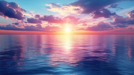 Fototapeta premium Serene Sunset over the Ocean: A Breathtaking View