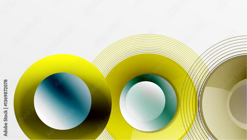 Aufkleber Abstract composition of overlapping circles with smooth gradients and transparency effects. Clean and modern design emphasizing depth, symmetry, and a minimal aesthetic