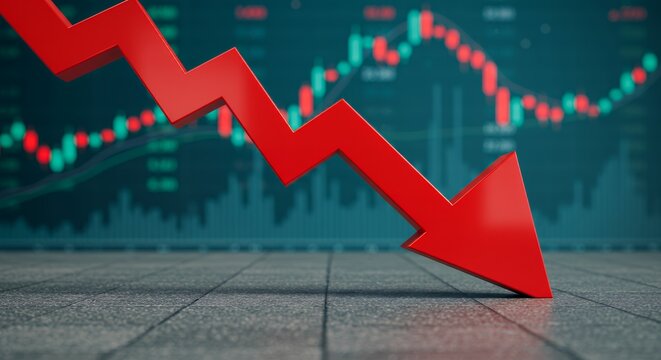 Falling Red Arrow Stock Market Crash Decline Graph