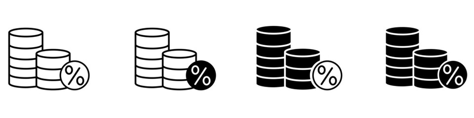 Money and finance icon vector set. Interest and taxes illustration sign collection. Budget and income symbol or logo.