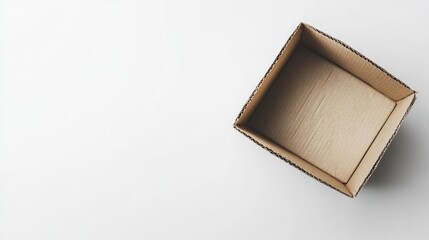 Fototapeta premium Empty cardboard box on white background; packaging, shipping, delivery concept