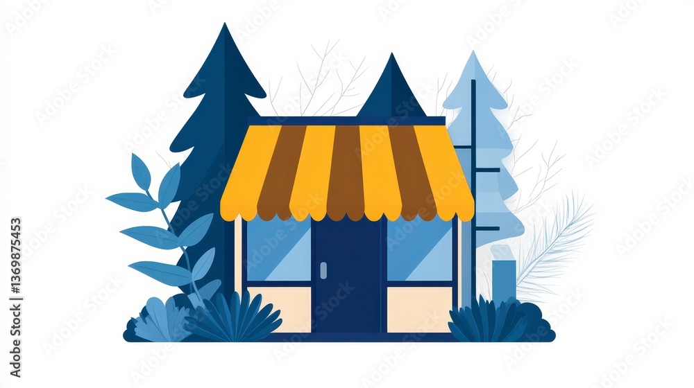 Aufkleber modern online store front with dynamic elements and natural background