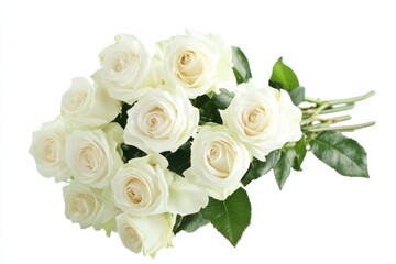 Obraz premium Bouquet of white roses watercolor isolated on white background for elegant and artistic themes