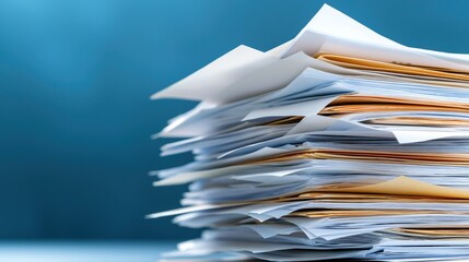 Stacked Papers on a Desk Background Image