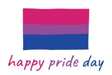 Colorful Bisexual pride flag Happy pride day LGBTQ community Pride Month Vector hand drawn doodle for posters, stickers, logo, cards