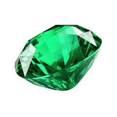 Vibrant Green Gem on transparent background