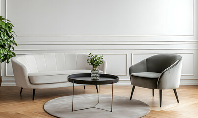 Sunny Scandinavian Apartment with Wooden Elements and Plaster Walls 3D Illustration