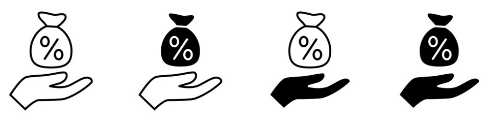 Money and finance icon vector set. Interest and taxes illustration sign collection. Budget and income symbol or logo.