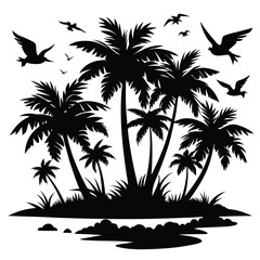 Fototapeta premium Black palm trees silhouette vector illustration