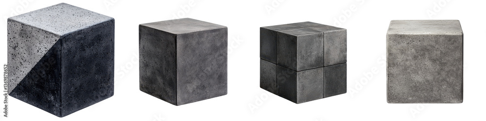 Poster a minimalist arrangement of various sized stone and concrete cubes in a monochrome color palette cre