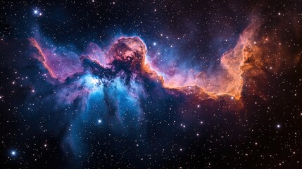 Stunning cosmic nebula, vibrant colors, deep space, starfield background, celestial wonders, astronomical photography.